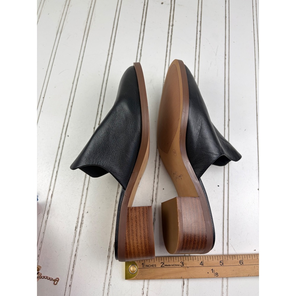 Crown Vintage Vintage Y2K Black Leather Slip On Mules Women's Size 7M - Picture 8 of 9